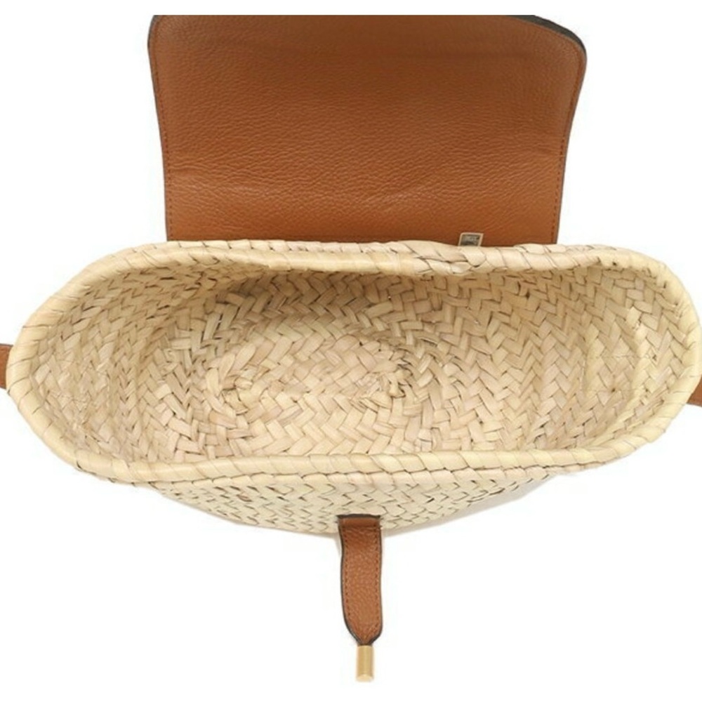 Chloe Marcie leather & raffia Tan Woven shoulder Bag basket crossbody - Picture 5 of 16